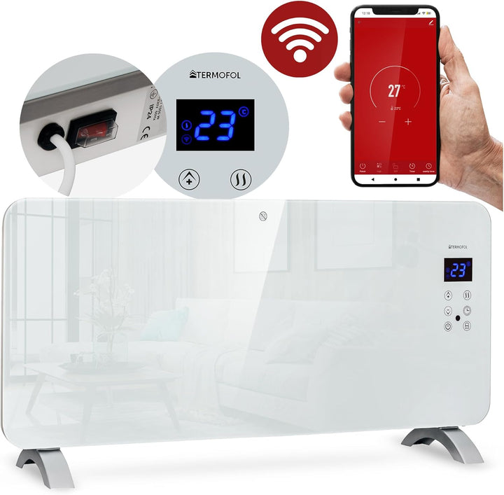 Termofol - Eine elektrische Heizung | Leistung: 2000 W | Steuerung der WI-FI-Anwendung | an der Wand