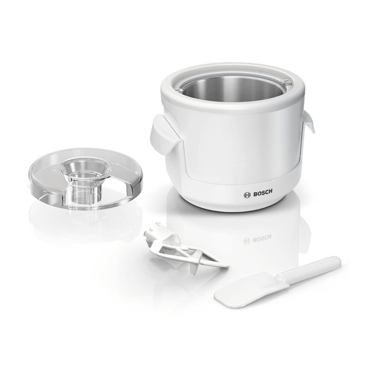 Bosch Eisbereiter MUZS2EB, 550ml, selbstgemachtes Eis, Sorbet und Frozen Yoghurt, weiss, Spritzschut