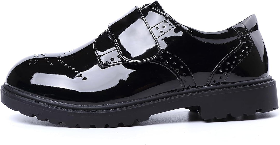 PPXID Jungen Schnürhalbschuhe wasserdichte Lackschuhe Schule Oxfords Uniform Hochzeit Anzugschuhe 34