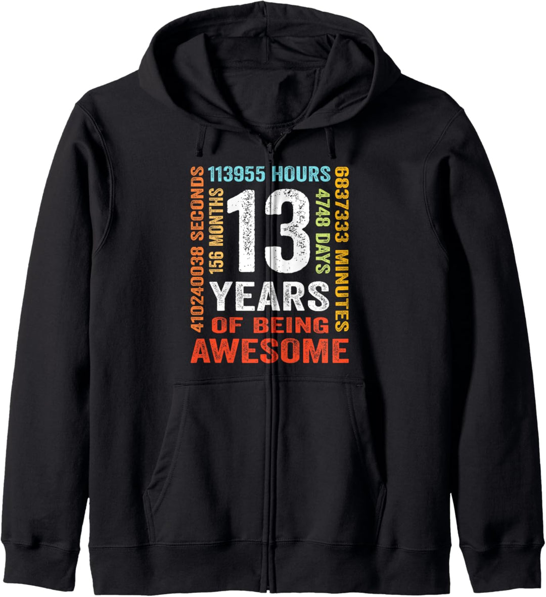 Geburtstag 13 Geschenke Shirt 13 Jahre Jungen Mädchen Kapuzenjacke