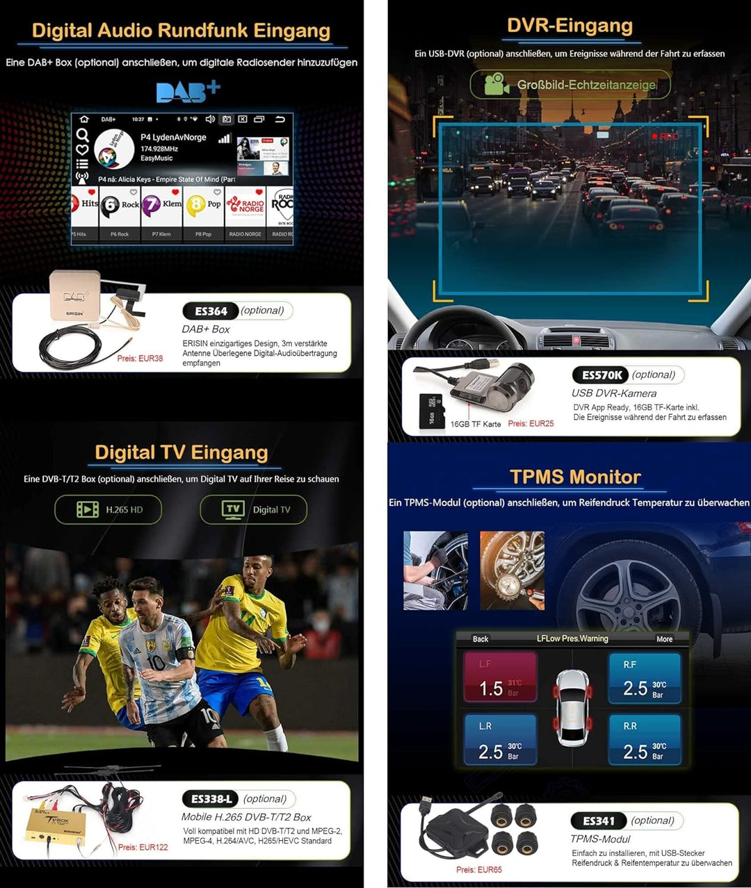 Erisin 7 Zoll 8-Kern 4GB+64GB Android 12 Autoradio Bluetooth CD Player für BMW 3er E90 E91 E92 E93 M