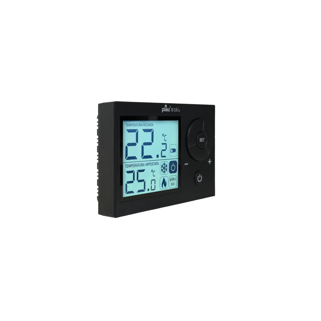 Plikc Ski 2 – Digitales Raumthermostat (schwarz) Farbe: Schwarz, Farbe: Schwarz