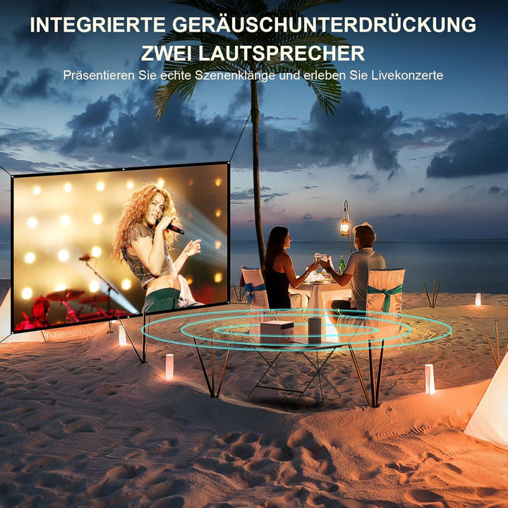 [Staubdichtes Design & 2,2 Lautsprecherkanäle] Beamer 4K 25000L Autofokus/Trapezkorrektur, Dualer 36