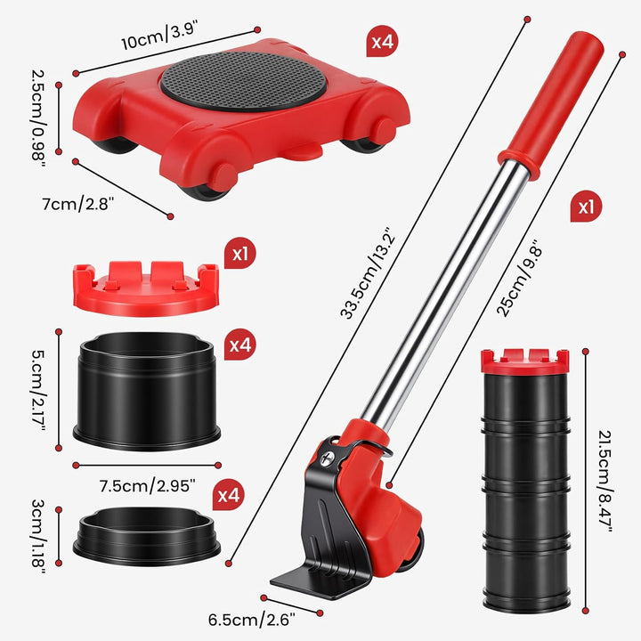 Möbel Transportroller Set, Möbeltransport Set mit 4 Möbelroller und Lastenheber, Möbeltransporter Mö