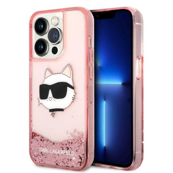 KARL LAGERFELD KLHCP14LLNCHCP Hülle für iPhone 14 Pro 6,1" Rosa hardcase Glitter