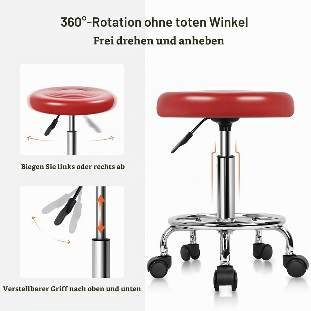 KKTONER Rollhocker mit Pedal (Rot), Rot