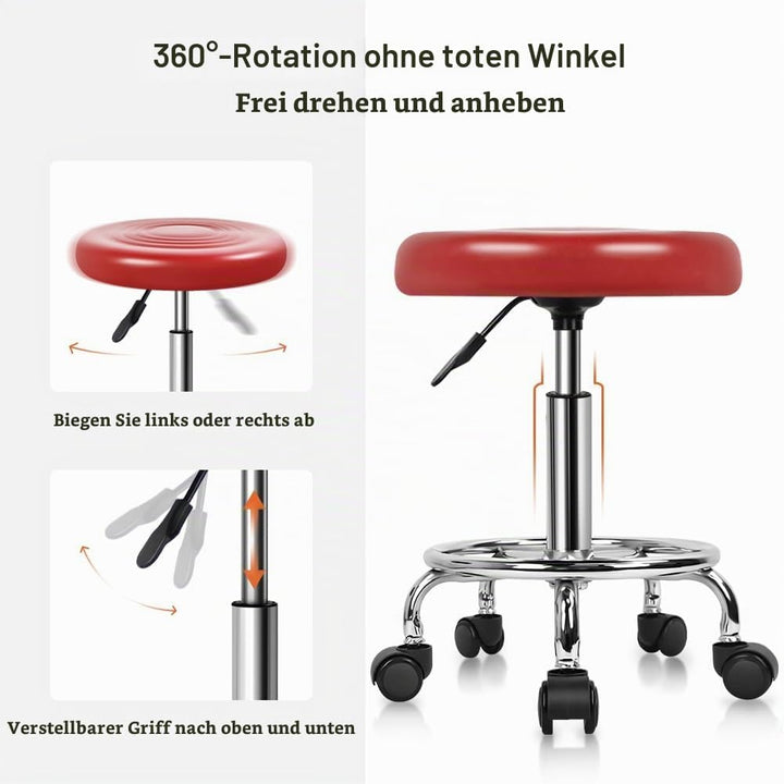 KKTONER Rollhocker mit Pedal (Rot), Rot
