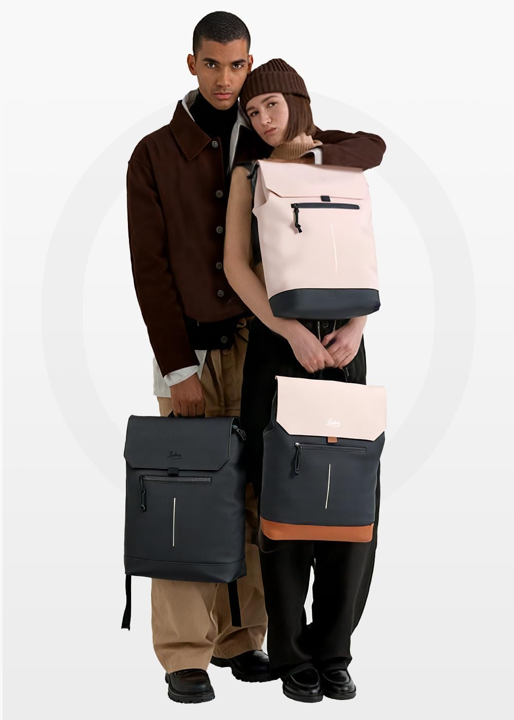 Rucksack Damen &amp; Herren, Mattleder Tagesrucksack mit 15,6" Laptopfach, Eleganter City und Business B