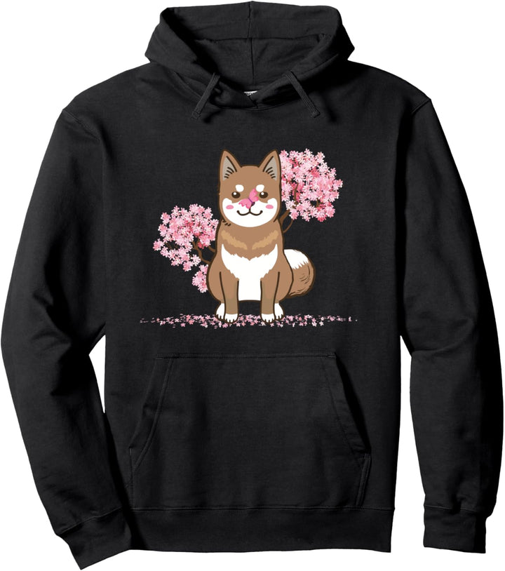 Japanischer Kawaii Sakura - Cherry Blossom Shikoku Hund Pullover Hoodie