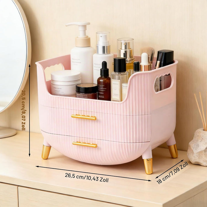 FARYODI Kosmetik Make-up-Organizer mit 2 Schubladen, Rutschfester Schminktisch-Organizer, Hautpflege