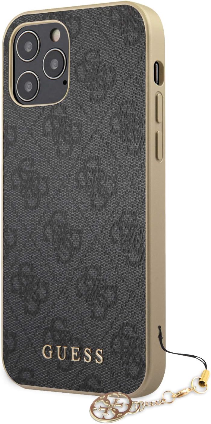 Guess 4G Charms Hard Case Hülle für Apple iPhone 12/12 Pro (6.1) - Grau GUHCP12MGF4GGR Uni