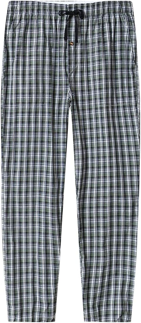 MoFiz Herren Schlafanzughose Baumwolle und Polyester Pyjamahose Lange Karierte Freizeithose Loungeho