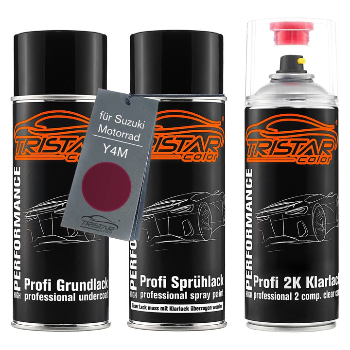 TRISTARcolor Motorradlack 2K Spraydosen Set für Suzuki Motorrad Y4M Violet Bordeaux Metallic Grundla