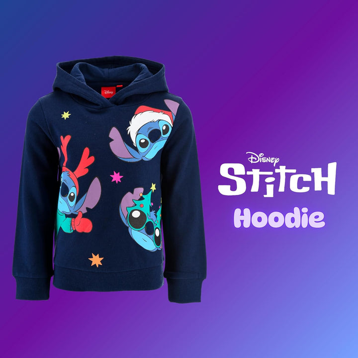 Disney Stitch Mädchen Kapuzenpullover, Design Weihnachts Sweatshirt, Pullover für Mädchen, Grössen 3