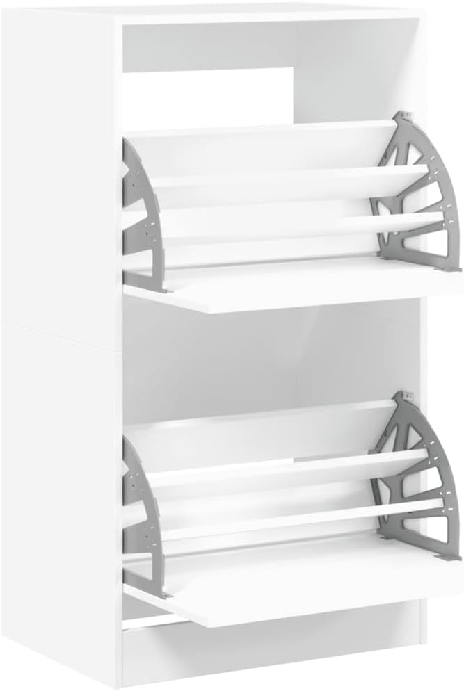 Homgoday Schuhschrank mit 2 Schubladen, klappbar, weiss, 60 x 42 x 108 cm, Möbel, Schuhregal, platzs