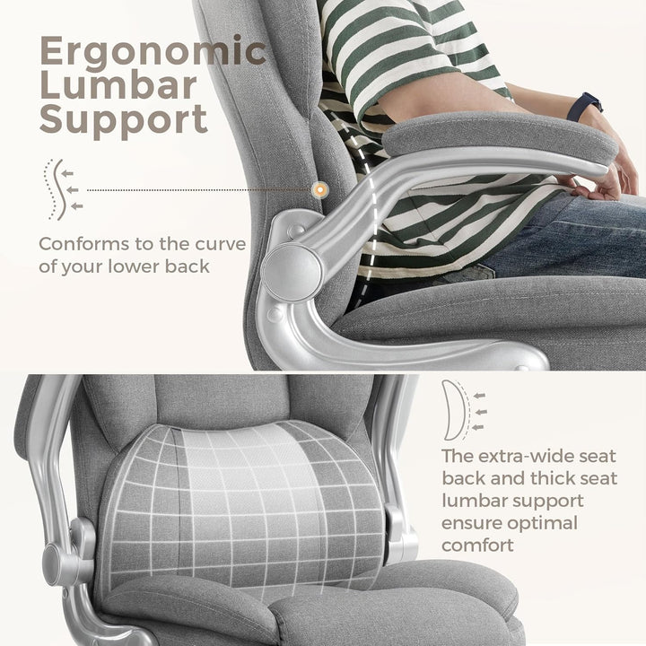 IWMH Bürostuhl Ergonomischer Schreibtischstuhl Chefsessel Drehstuhl mit hochklappbarer Armlehne, höh