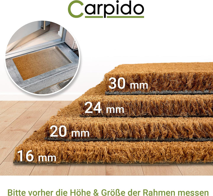 Carpido rutschfeste Kokosmatte - 40 x 60 cm 30mm Natur - Schuhmatte für Innen und für den überdachte