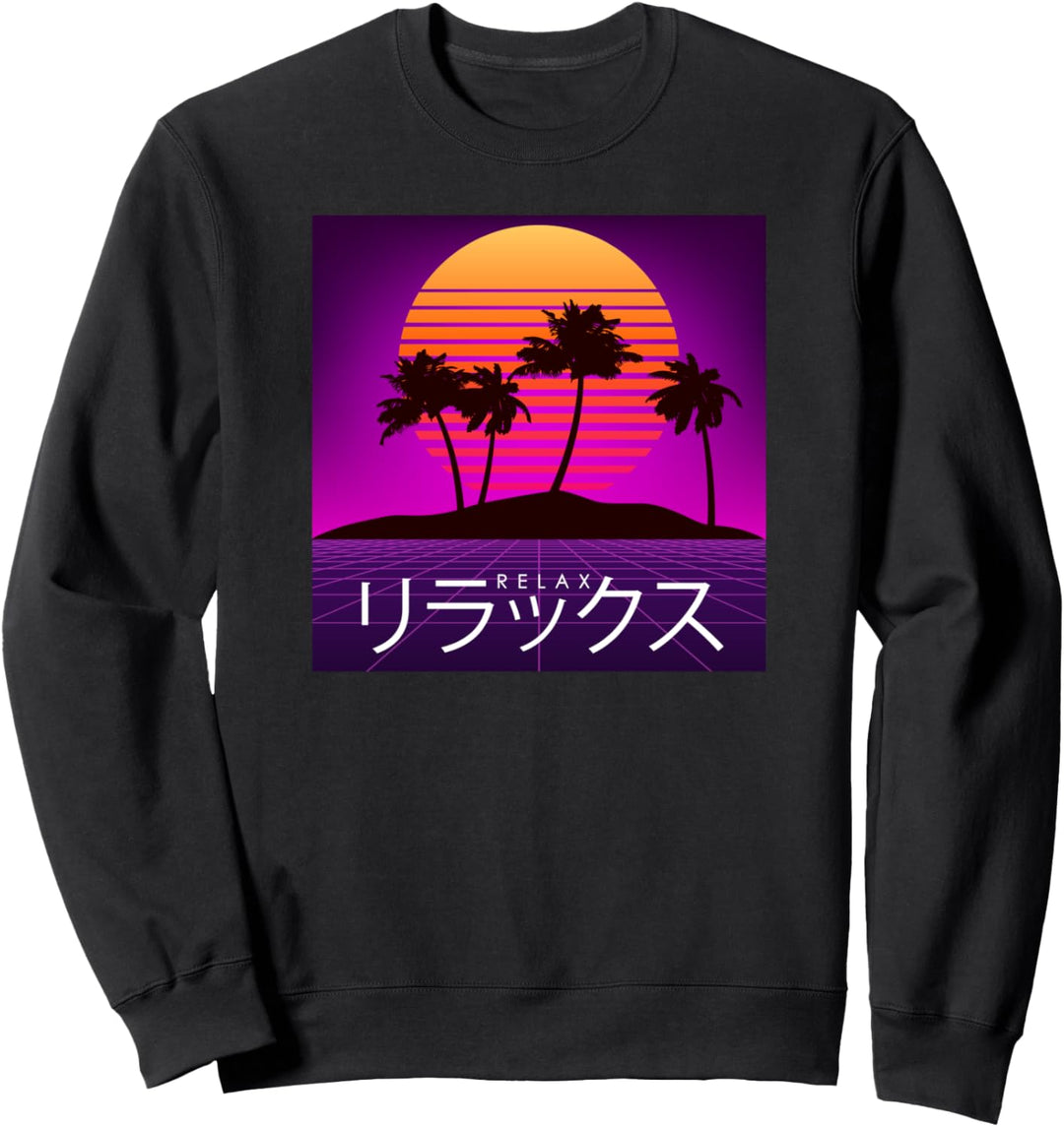 Relax Retro Sunset Grid Aesthetic Vaporwave 80s 90s Fashion Sweatshirt