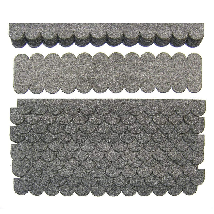 Mini Dachschindeln Rund (41 mm) 3 Sets - Grau 60 Streifen+3 Firststreifen 1,05 m² hergestellt in der
