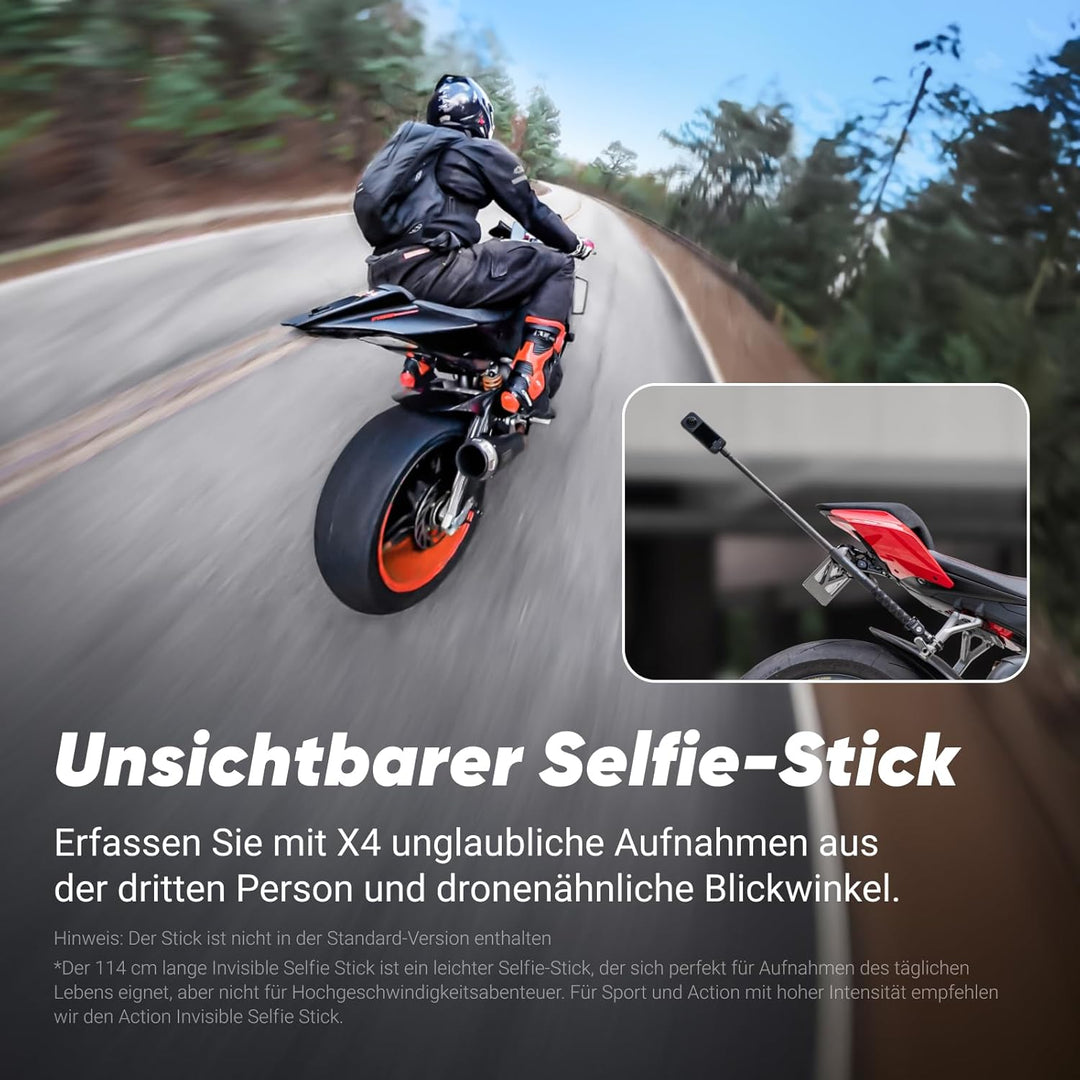 Insta360 X4 Adventure Bundle - 8K wasserdichte 360 Action Kamera, 4K Weitwinkel-Video, unsichtbarer