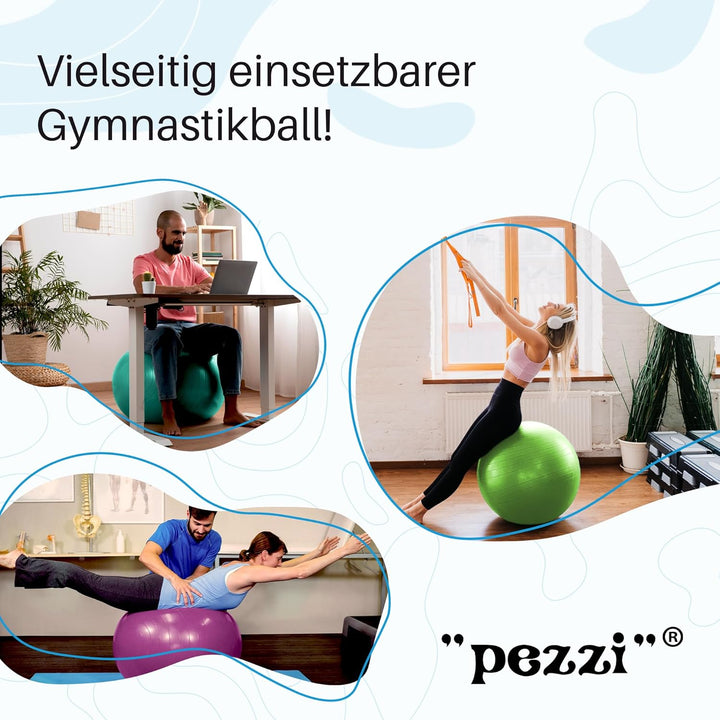 PEZZI Original Ball MAXAFE Pumpe Gymnastikball Sitzball, 75 cm Rot