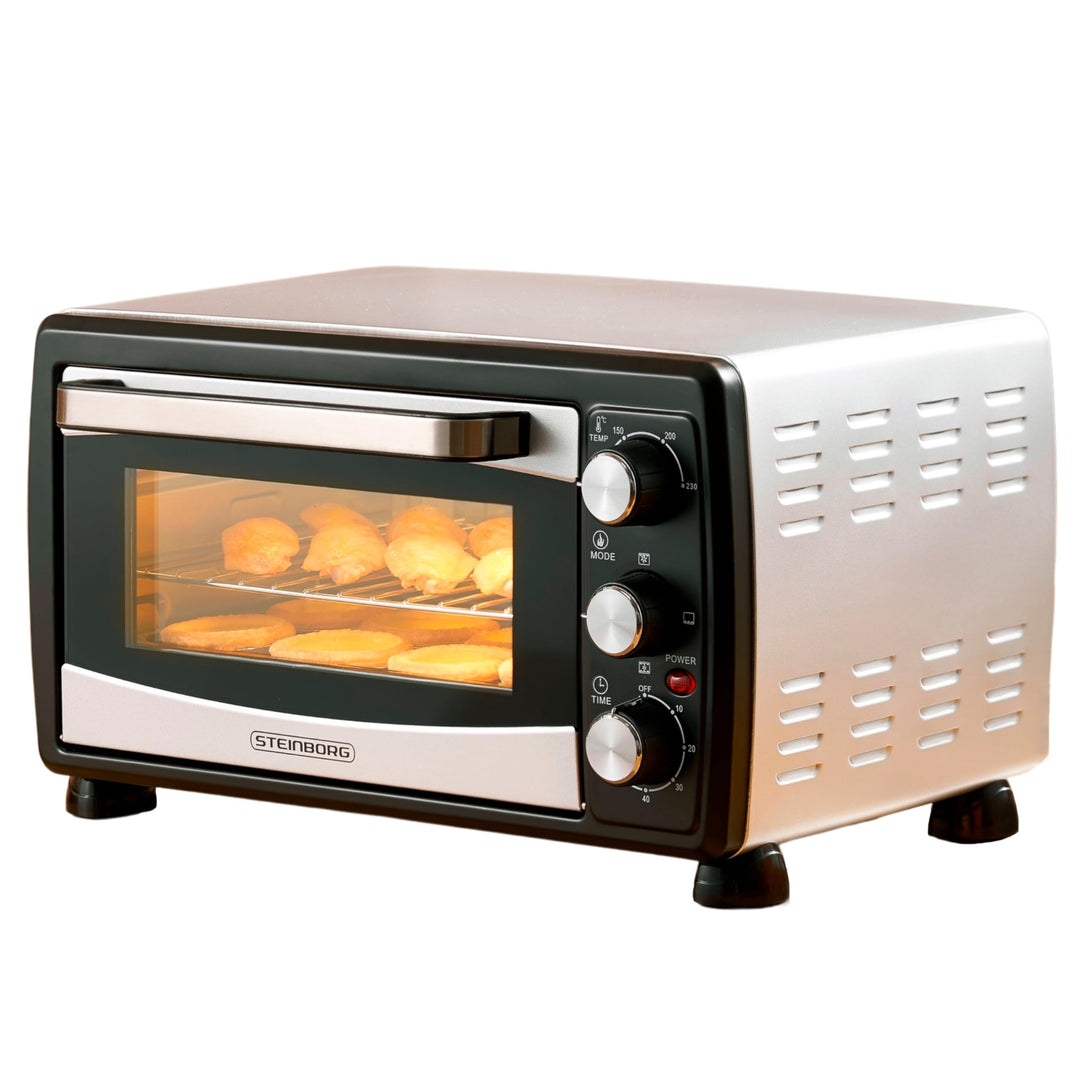 Mini Backofen 20 Liter | Pizza-Ofen | Minibackofen | 3in1 Backofen mit Umluft | herausnehmbares Krüm