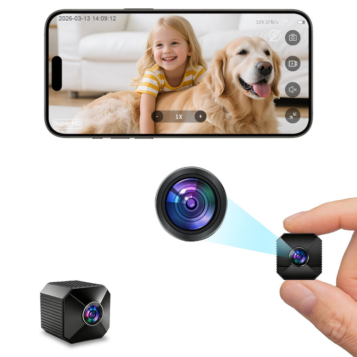 Mini Kamera 4K HD WLAN Kamera - Live Übertragung Handy APP Für WiFi Camera Indoor mit Akku Sicherhei