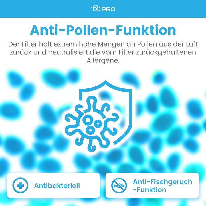 DL-pro Clean Air Aktivkohlefilter 4x Filter Dunstabzugshaube Set für Bosch HEZ9VRCR0 | Siemens HZ9VR