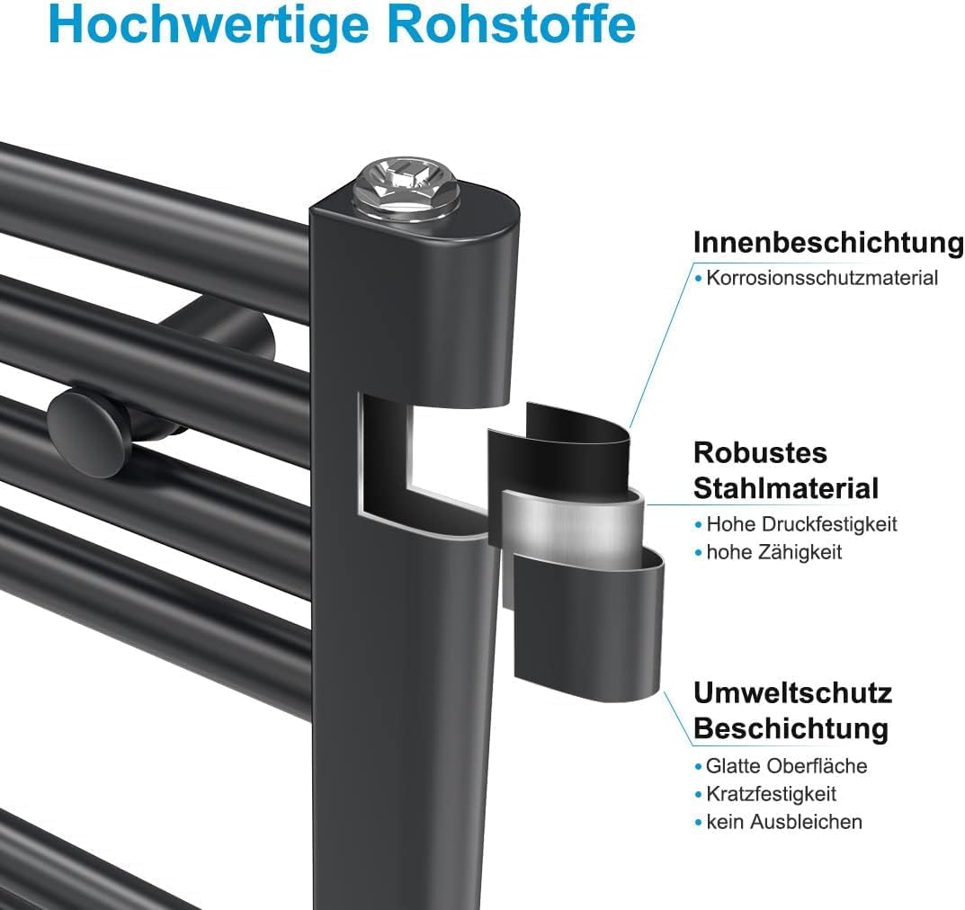 Heilmetz® Badheizkörper Elektrisch 70x50cm Badheizkörper Elektrisch mit Thermostat+Timer-Funktion Ge