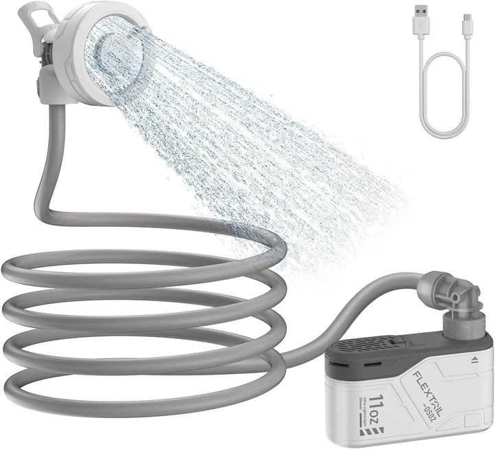 FLEXTAILGEAR Max Shower, Tragbare Campingdusche mit Akku und USB-C, Zwei Durchflussmodi, Outdoor-Dus