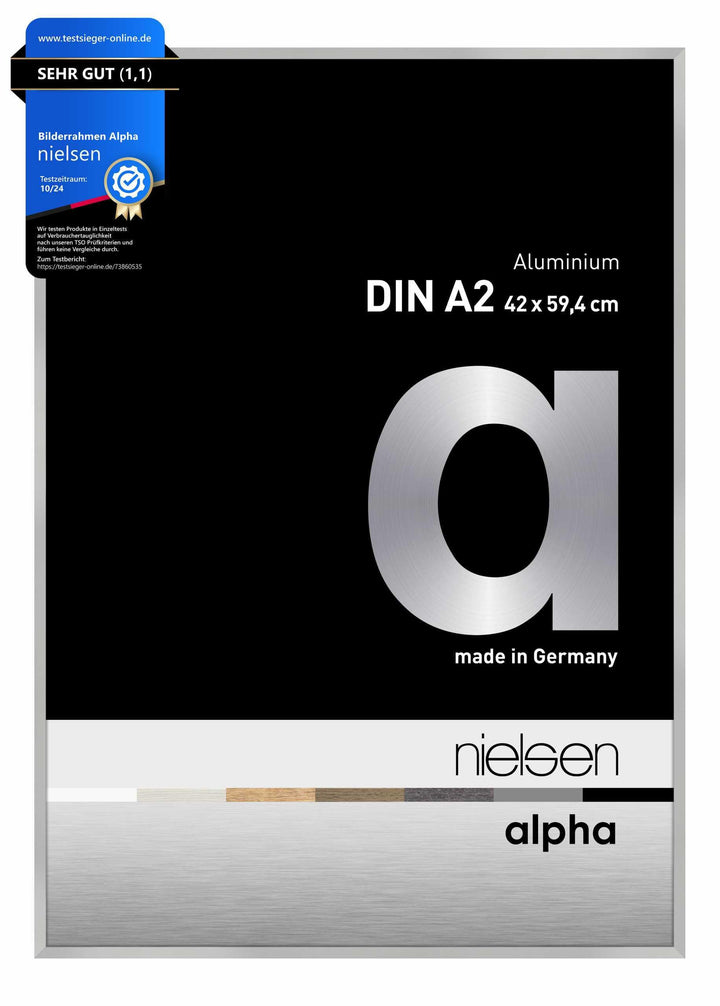 nielsen Aluminium Bilderrahmen Alpha, 42x59,4 cm (A2), Silber Matt Silber Matt 42 x 59,4 cm (A2), Si