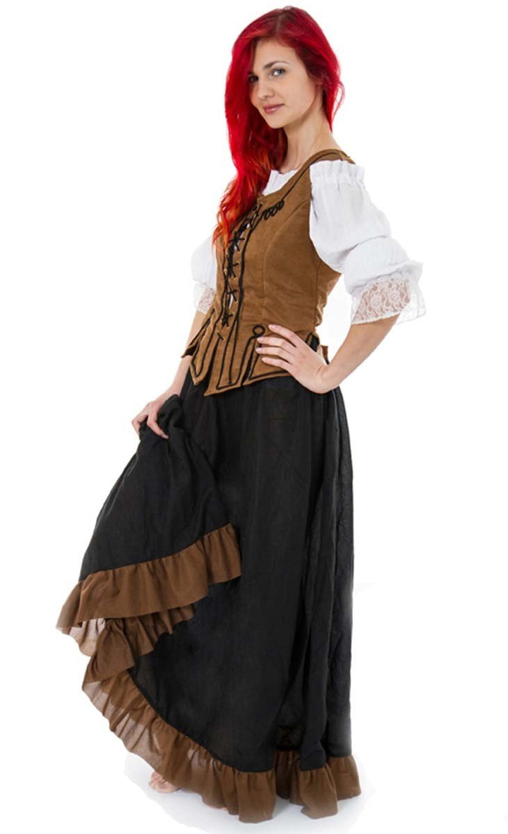 MAYLYNN 12234 - Mittelalter Kostüm Magd Schankmaid Bäuerin NEA, 3-teilig, Grösse S-M, S-M