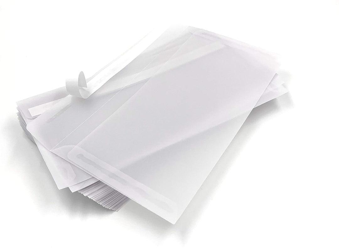 Transparente Briefumschläge, DIN lang, Haftklebestreifen, 100 Stück