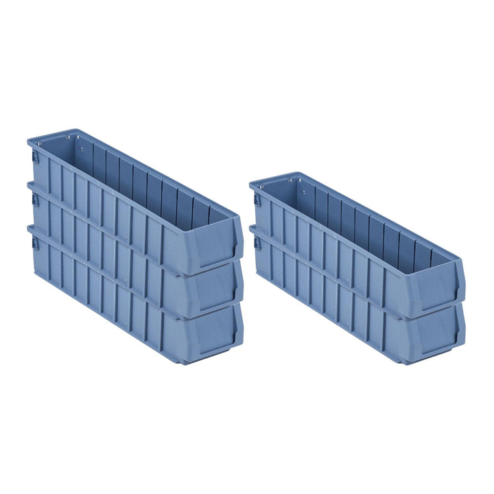 SparSet 5x Regalkasten 500 SN mit Etikett &amp; Schutzhaube | HxBxT 9x11,7x50cm | 3,5 Liter | Sichtlager