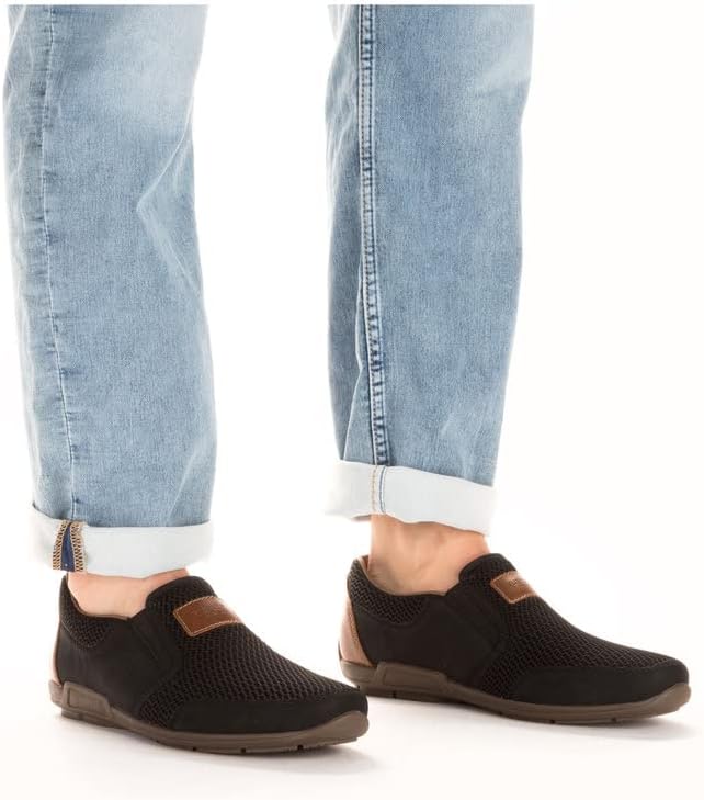Rieker Herren Slipper 09069, Männer Slip On 44 EU Schwarz 00, 44 EU Schwarz 00