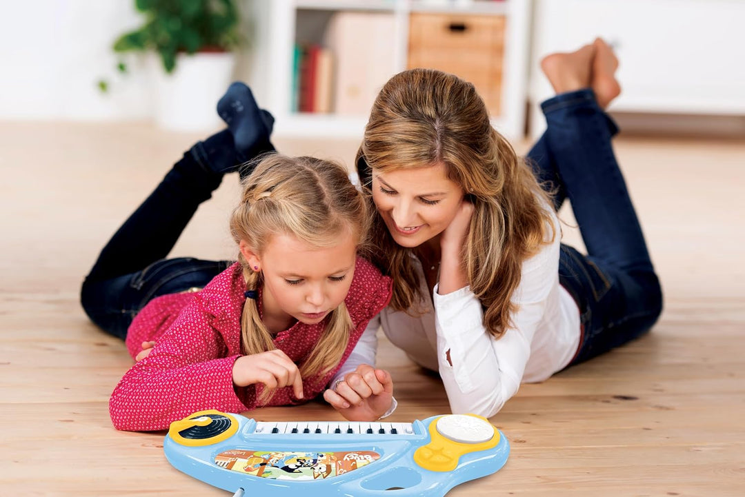 Lexibook, Bluey, elektronisches Kinderklavier mit Lichteffekten, Blau Gelb, K704BY, Bluey