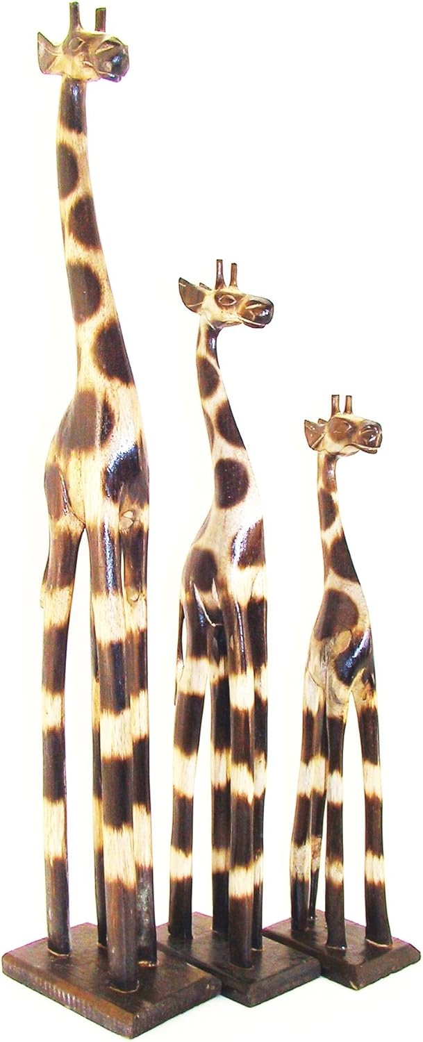 3 er Set 80cm 60cm 40cm Holz Holzgiraffen Familie Holzgiraffe Giraffe Afrika Stil GH, 3 Er Set 80cm