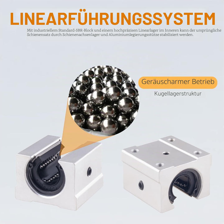 CNCYEAH 2 stücke Linear Schiene SBR16-400mm 16 MM Linearlager Schiene Gleitführung Welle + 4 Stücke