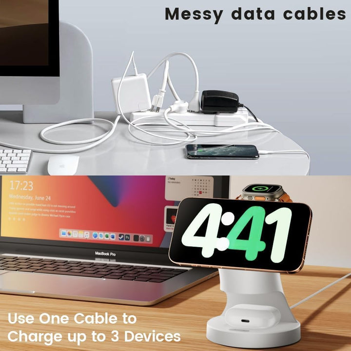 Ladestation für Apple Watch und iPhone, 3 in 1 Wireless Charger Induktive Ladestation/Kabelloses Lad