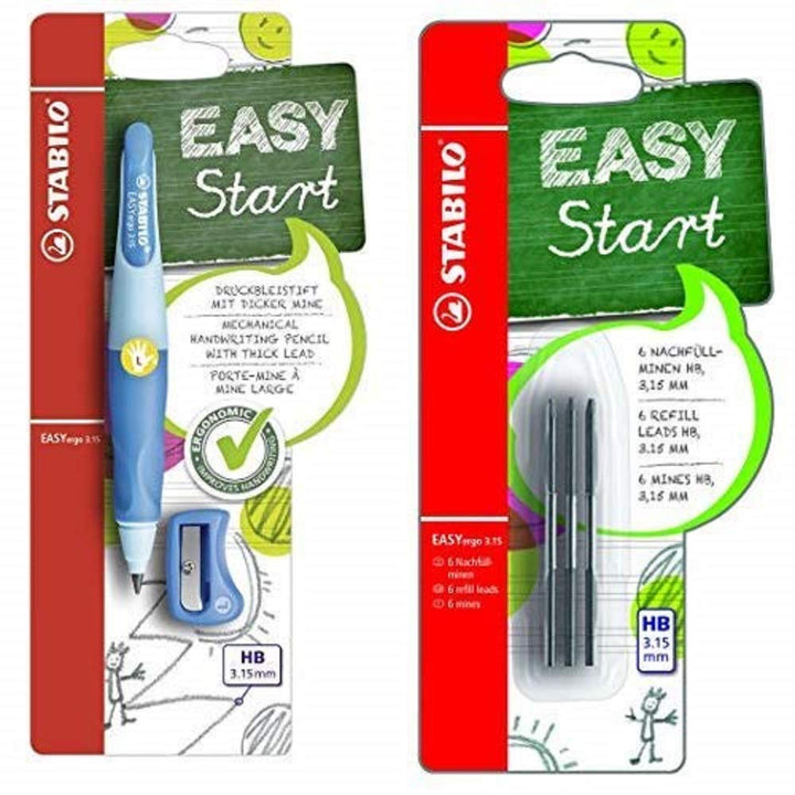 Ergonomischer Druck-Bleistift für Linkshänder - STABILO EASYergo 3,15 in hellblau/dunkelblau - Einze