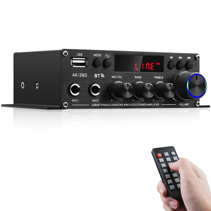 HiFi Stereo Verstärker Empfänger für Home Lautsprecher, AK-390 Bluetooth5.0 Mini Audio Amp 2.0 Kanal