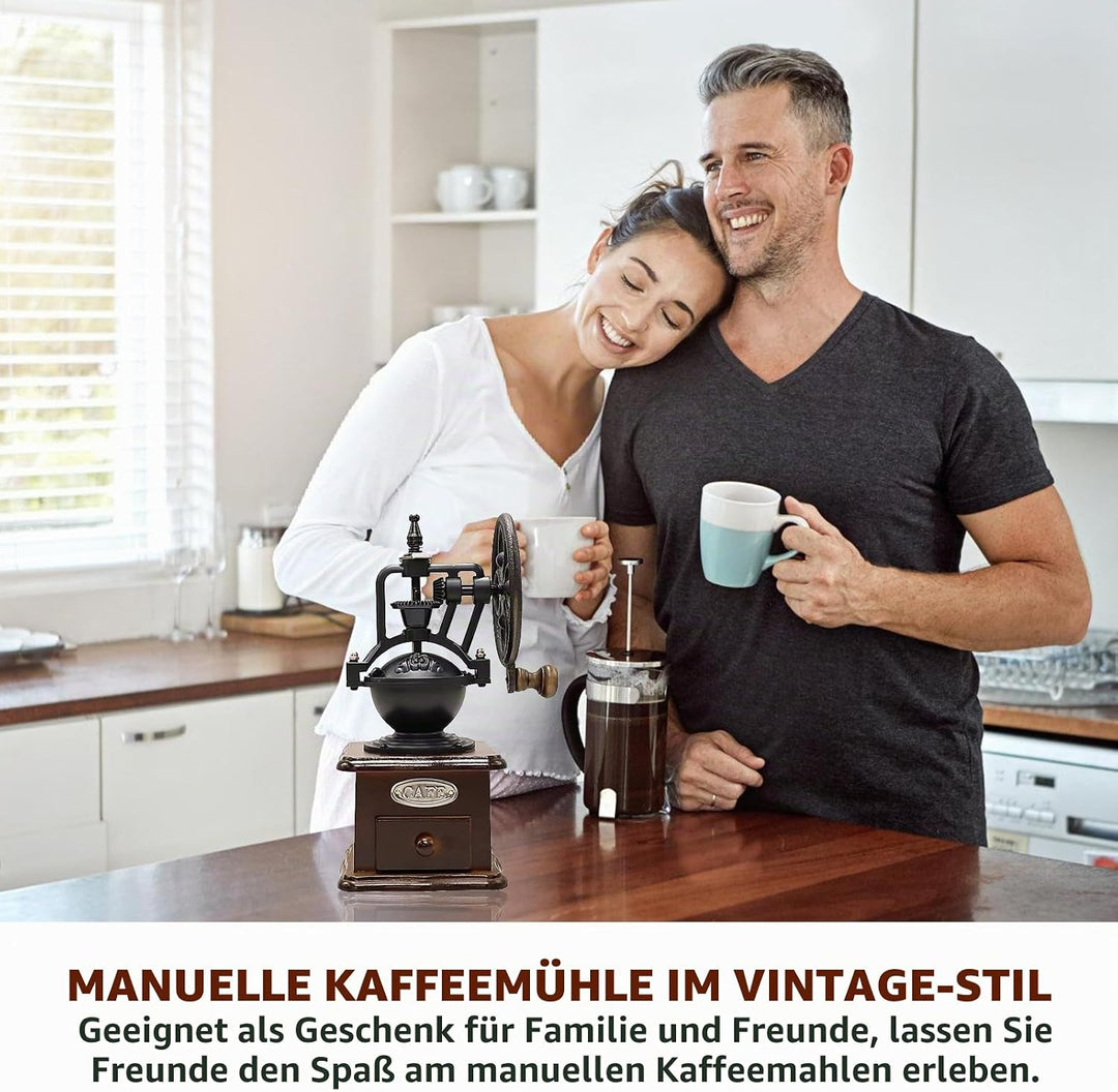 Manuelle Kaffeemühle, Vintage-Stil Hölzerne Handkaffeemühle, Tragbare Handmühle Mit Einstellungen &