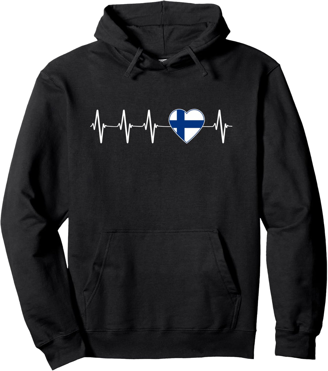 Finnische Heartbeat I Love Finland Flagge Finn Geschenk Pullover Hoodie
