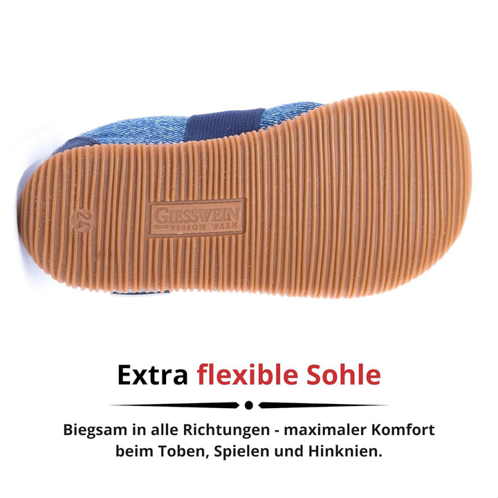Giesswein Kinder Hausschuhe Söll Slim-Fit - Baumwoll Slippers für Mädchen &amp; Jungen, rutschfeste Kind