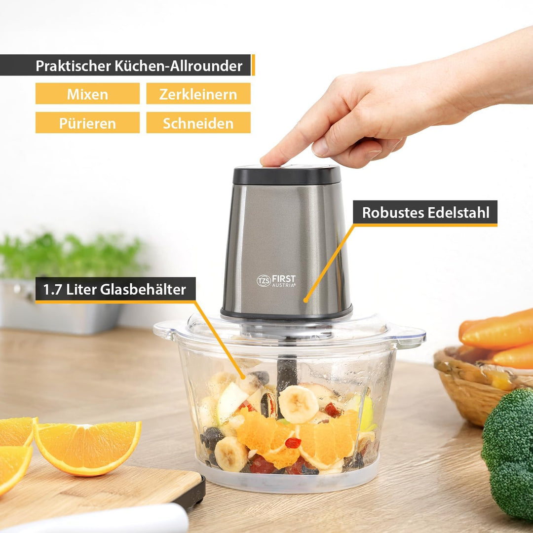 TZS First Austria Zerkleinerer | 1.7L Glasbehälter | 500W | 2 Geschwindigkeiten | Multizerkleinerer