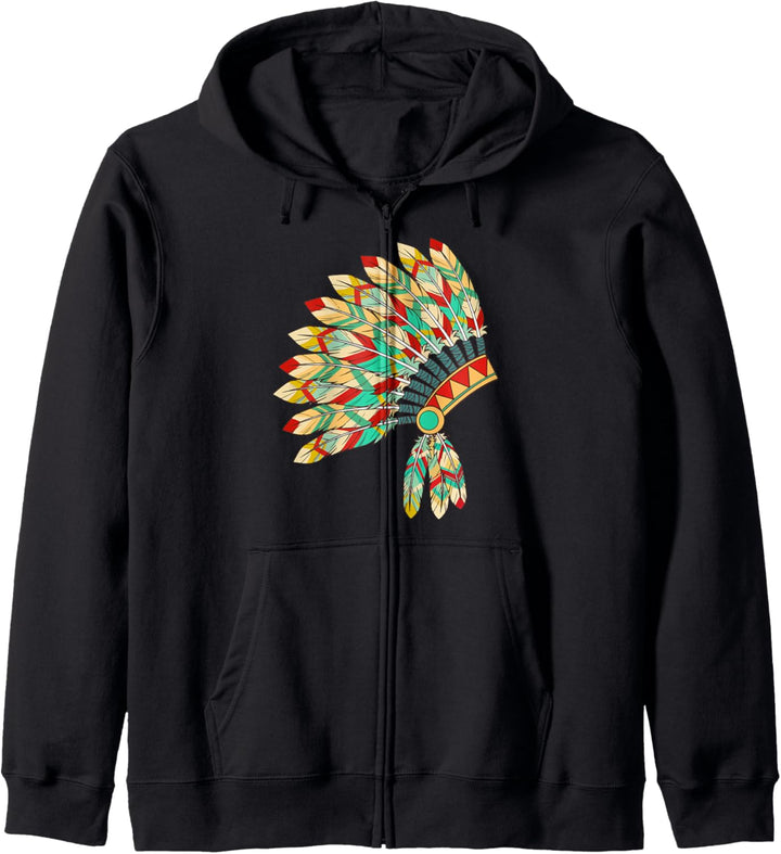 Indianer-Kopfschmuck Feder Kostüm Indianer Kapuzenjacke