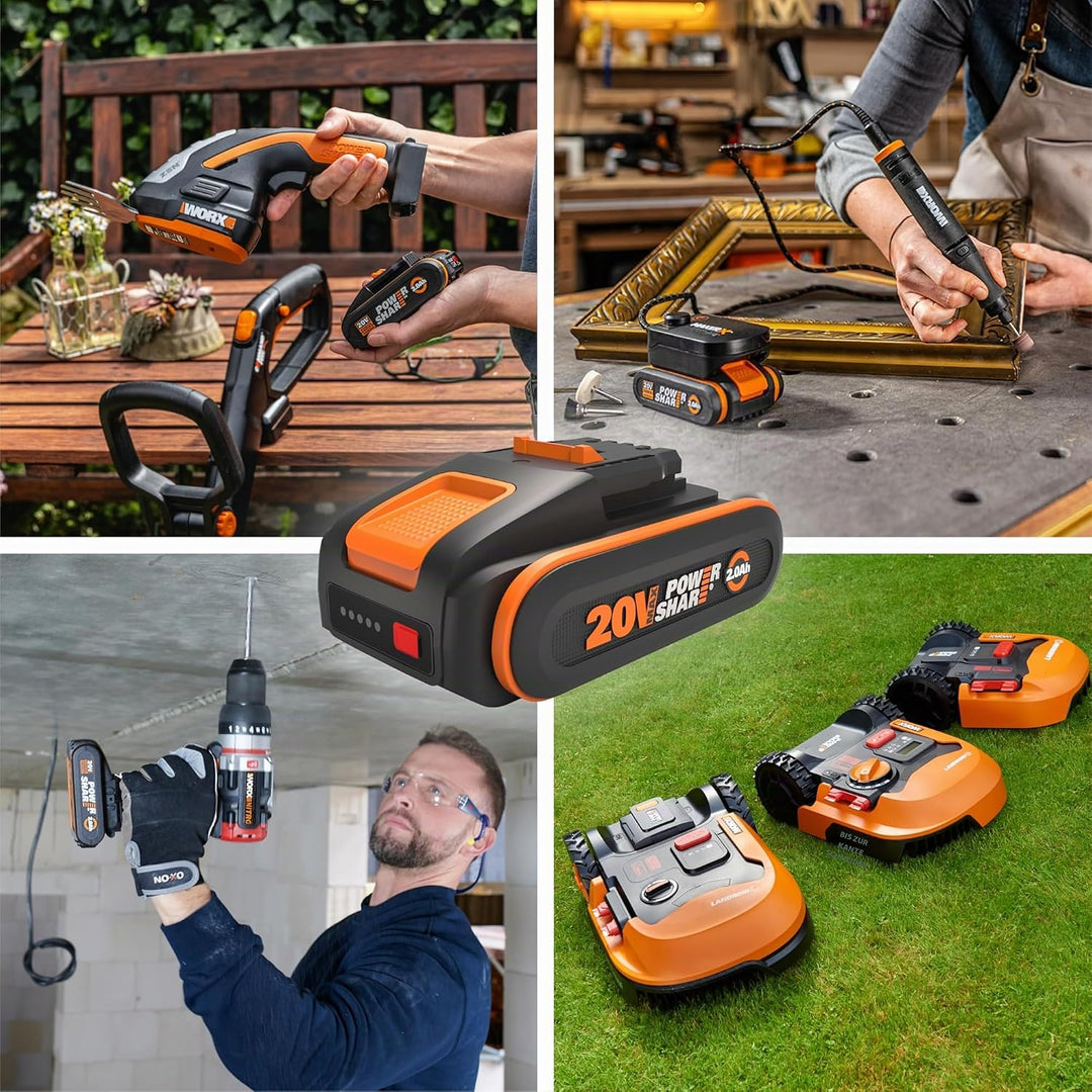 Original WORX WA3639 PowerShare Akku 20V - 2000mAh Li-Ion, wiederaufladbarer - kompakter Akku mit hö
