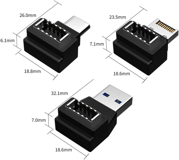 Xiwai 3 x USB 3.1 Frontplattenleiste, Buchse Typ E auf Stecker Typ-A &amp; Typ-C USB-C Motherboard-Verlä