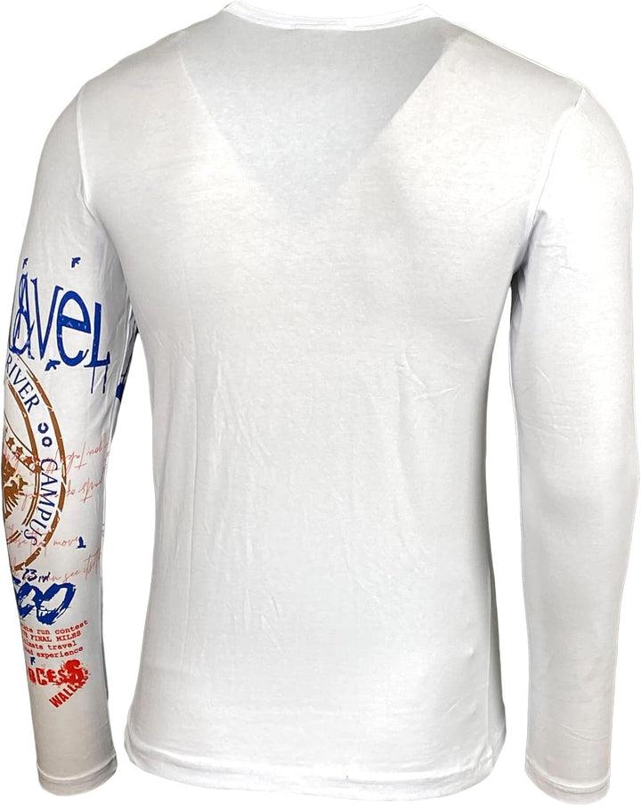 Herren Longsleeve T-Shirt Moderner Männer Langarmshirt Langarm Sweatshirt 704 L Weiss, L Wei&amp;