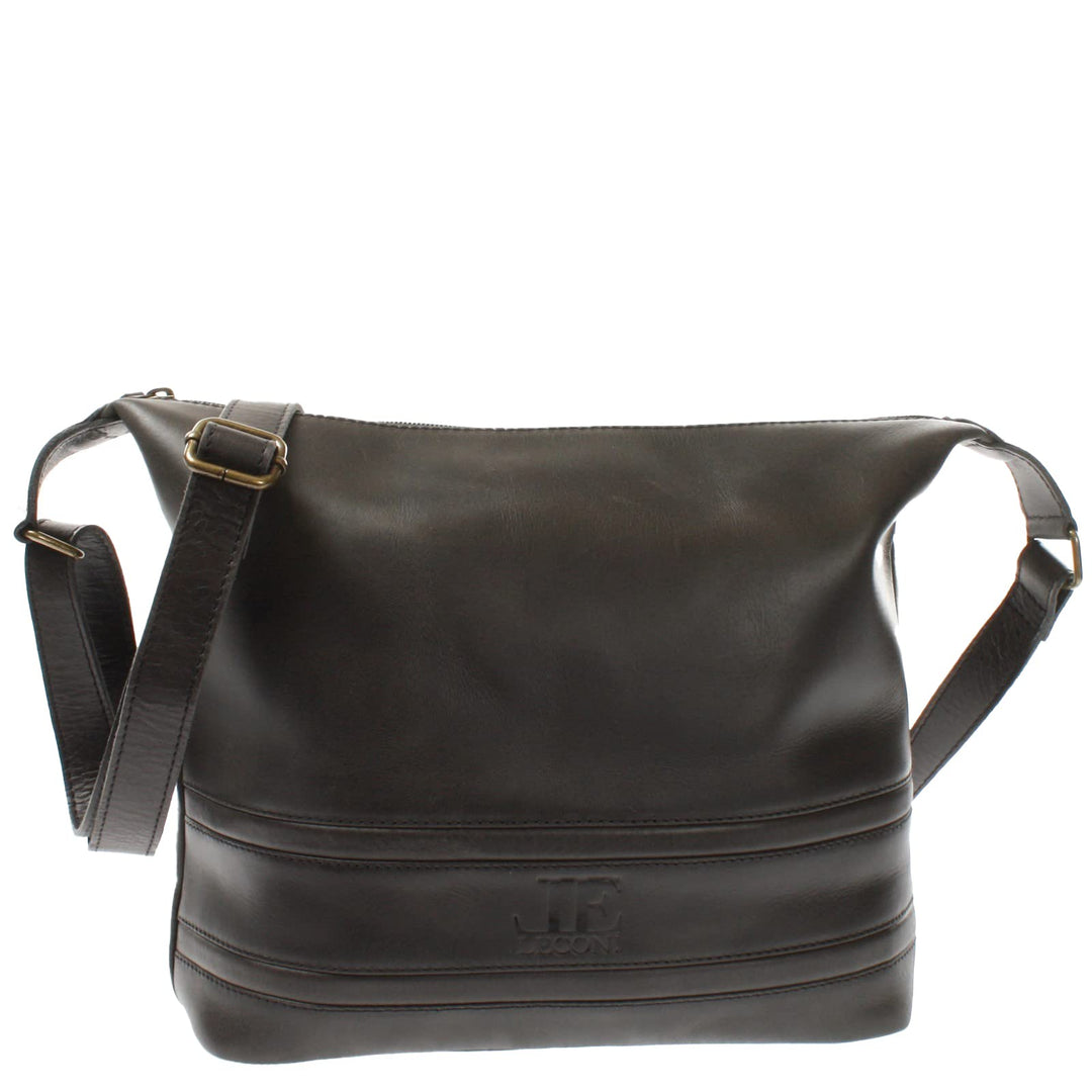 LECONI Schultertasche Damentasche Umhängetasche natur weiche Ledertasche Handtasche Damen Leder 33x2